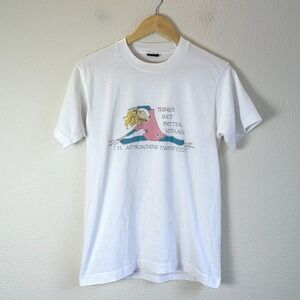 Vintage Graphic T Shirt Womens Medium White Good 1989 Things Get Better With Age